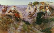 Charles M Russell The Wild Horse Hunters oil painting artist